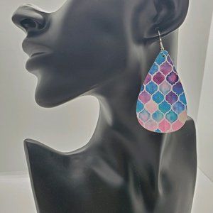 Moroccan Pastel Faux Leather Earrings